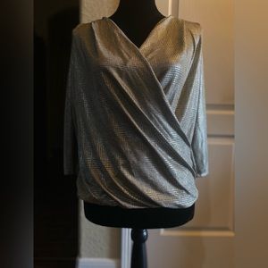 Espresso- Silver V-Neck Blouse